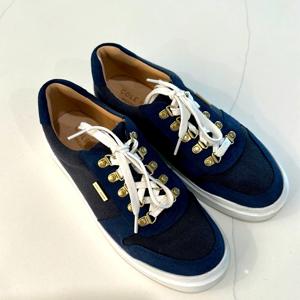 Cole Haan Navy Grandseries Sneakers Canvas & Suede size 9